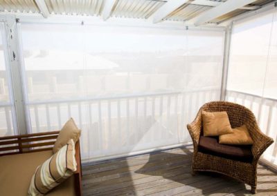 White rope & pulley outdoor blinds