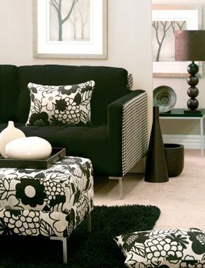 black and white patterned furniture