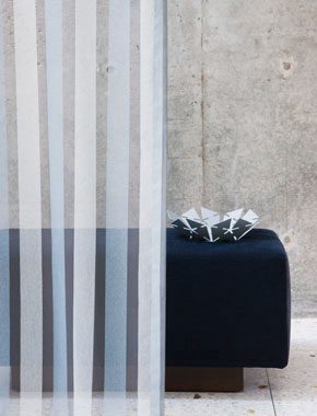 blue sheer striped curtain