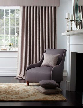 taupe curtains with padded pelmet