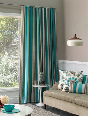 teal striped curtains